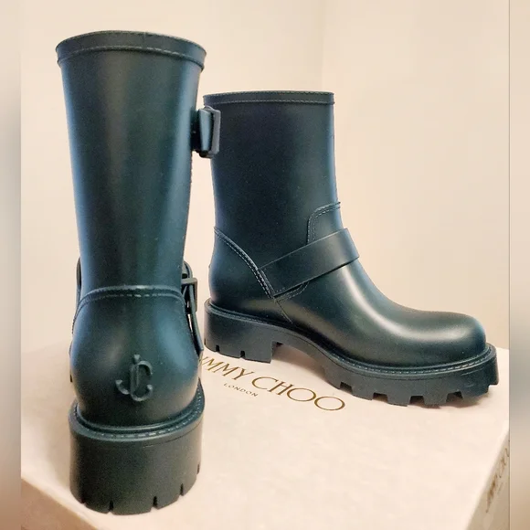 💚 NWT JIMMY CHOO Yael Rubber Boots 36 - Picture 2 of 7